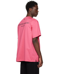 fuchsia T-Shirt mit einem Rundhalsausschnitt von Wooyoungmi