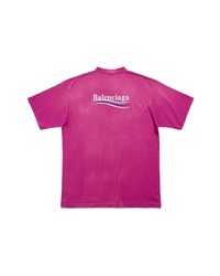 fuchsia T-Shirt mit einem Rundhalsausschnitt von Balenciaga