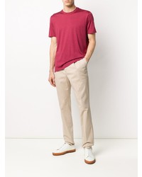 fuchsia T-Shirt mit einem Rundhalsausschnitt von Brunello Cucinelli