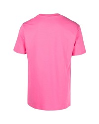 fuchsia T-Shirt mit einem Rundhalsausschnitt von Moschino