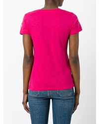 fuchsia T-Shirt mit einem Rundhalsausschnitt von Moncler