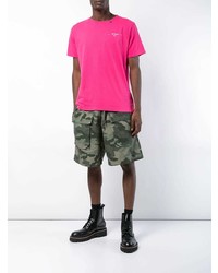 fuchsia T-Shirt mit einem Rundhalsausschnitt von Off-White