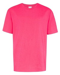 fuchsia T-Shirt mit einem Rundhalsausschnitt von Wacko Maria