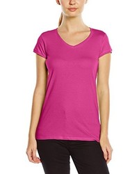 fuchsia T-Shirt mit einem V-Ausschnitt von Stedman Apparel