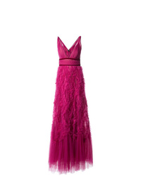 fuchsia Tüll Ballkleid mit Rüschen