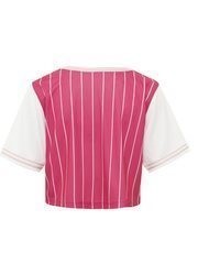 fuchsia vertikal gestreiftes Kurzarmhemd von karl kani