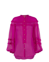 fuchsia verzierte Bluse mit Knöpfen