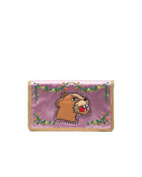 fuchsia verzierte Seide Clutch