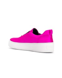 fuchsia verzierte Slip-On Sneakers aus Satin von Sergio Rossi