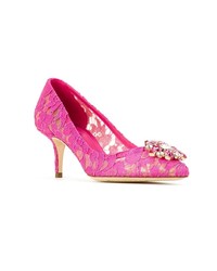 fuchsia verzierte Spitze Pumps von Dolce & Gabbana