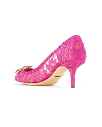 fuchsia verzierte Spitze Pumps von Dolce & Gabbana