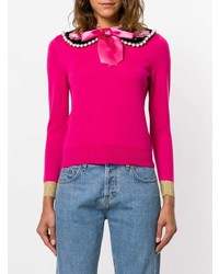 fuchsia verzierter Pullover mit einem Rundhalsausschnitt von Gucci