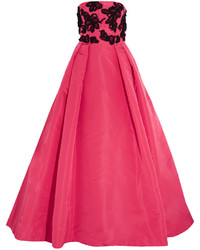 fuchsia verziertes Seide Ballkleid