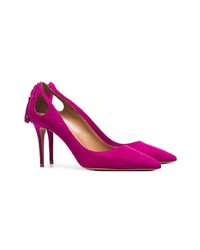 fuchsia Wildleder Pumps mit Ausschnitten von Aquazzura