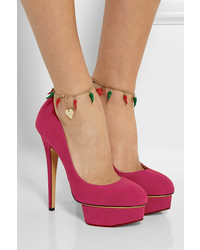 fuchsia Wildleder Pumps von Charlotte Olympia