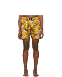 gelbe Badeshorts mit Blumenmuster