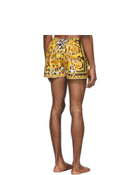 gelbe bedruckte Badeshorts von Versace Underwear