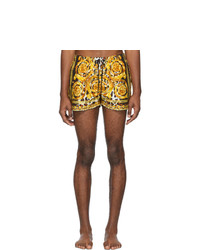 gelbe bedruckte Badeshorts von Versace Underwear