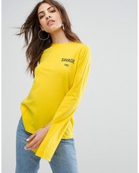 gelbe bedruckte Bluse von Daisy Street