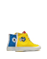 gelbe bedruckte hohe Sneakers aus Segeltuch von Converse