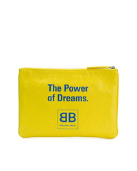 gelbe bedruckte Leder Clutch Handtasche von Balenciaga