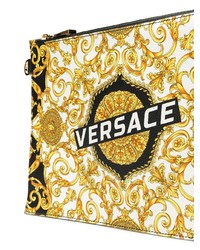 gelbe bedruckte Leder Clutch Handtasche von Versace