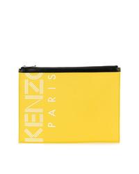 gelbe bedruckte Leder Clutch Handtasche von Kenzo