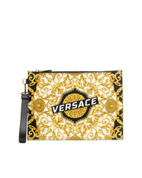 gelbe bedruckte Leder Clutch Handtasche von Versace