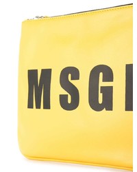 gelbe bedruckte Leder Clutch von MSGM