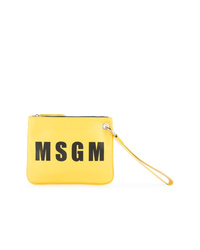 gelbe bedruckte Leder Clutch von MSGM