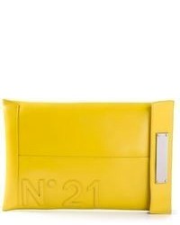 gelbe bedruckte Leder Clutch von No.21