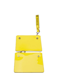 gelbe bedruckte Leder Clutch von Off-White
