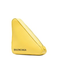 gelbe bedruckte Leder Clutch von Balenciaga
