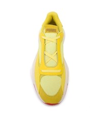 gelbe bedruckte Leder Sportschuhe von Puma