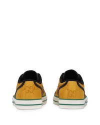 gelbe bedruckte Segeltuch niedrige Sneakers von Gucci