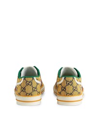 gelbe bedruckte Segeltuch niedrige Sneakers von Gucci