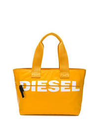 gelbe bedruckte Shopper Tasche aus Leder von Diesel
