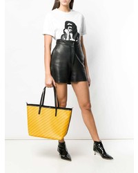 gelbe bedruckte Shopper Tasche aus Leder von Karl Lagerfeld