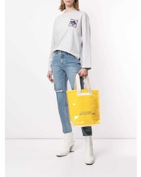 gelbe bedruckte Shopper Tasche aus Leder von Sjyp