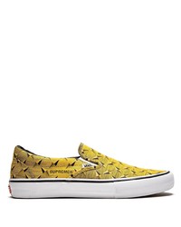 gelbe bedruckte Slip-On Sneakers aus Segeltuch von Vans