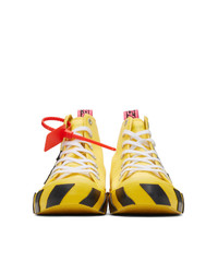 gelbe bestickte hohe Sneakers aus Segeltuch von Off-White