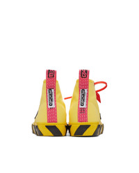 gelbe bestickte hohe Sneakers aus Segeltuch von Off-White
