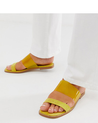 gelbe flache Sandalen aus Leder von ASOS DESIGN