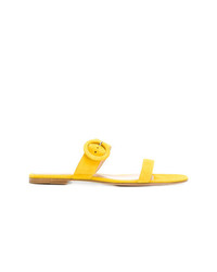 gelbe flache Sandalen aus Leder von Gianvito Rossi
