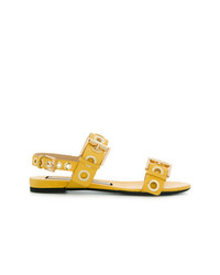 gelbe flache Sandalen aus Leder von N°21