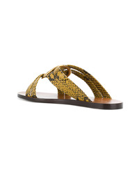 gelbe flache Sandalen aus Leder von Chloé