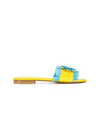 gelbe flache Sandalen aus Stroh von Emanuela Caruso