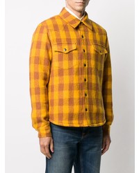 gelbe Flanell Shirtjacke mit Karomuster von Sandro Paris