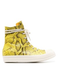 gelbe hohe Sneakers aus Leder mit Schlangenmuster