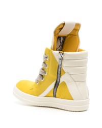 gelbe hohe Sneakers aus Leder von Rick Owens